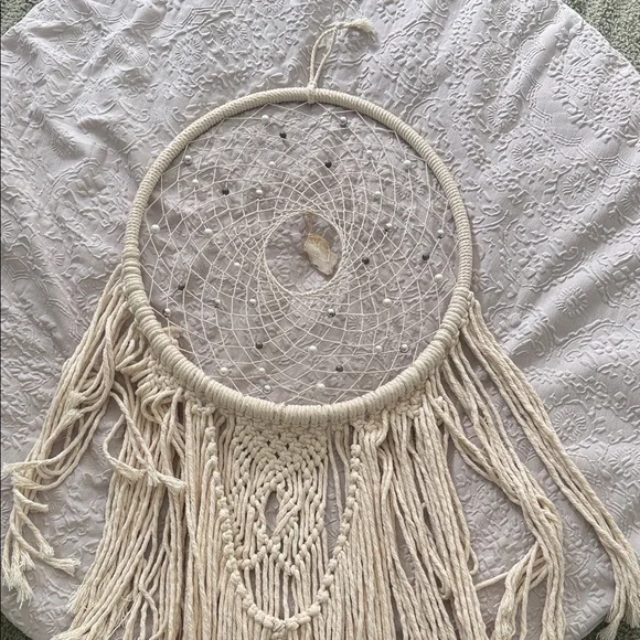 Handcrafted Cream Dreamcatcher with Fringe XL 49 Length - Picture 1 of 9